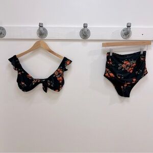 Coco Ship black and cherries high waisted bikini vintage vibe